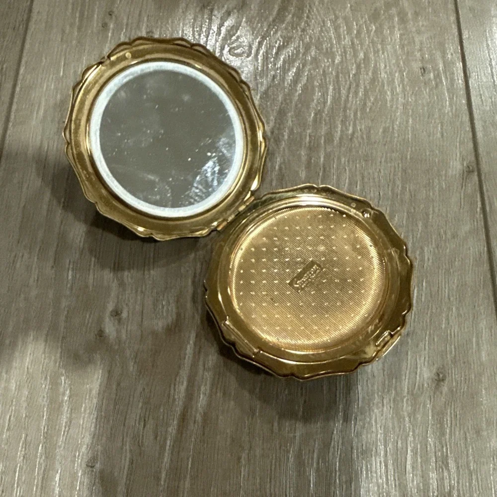 Vintage Compact Set Powder Compact Comb Stratton Enamel Floral‎ Brass England